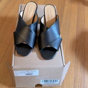 NWT Nisolo mule heel cross sandal leather black